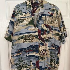 Nautica Men's Blue Patterned Shirt